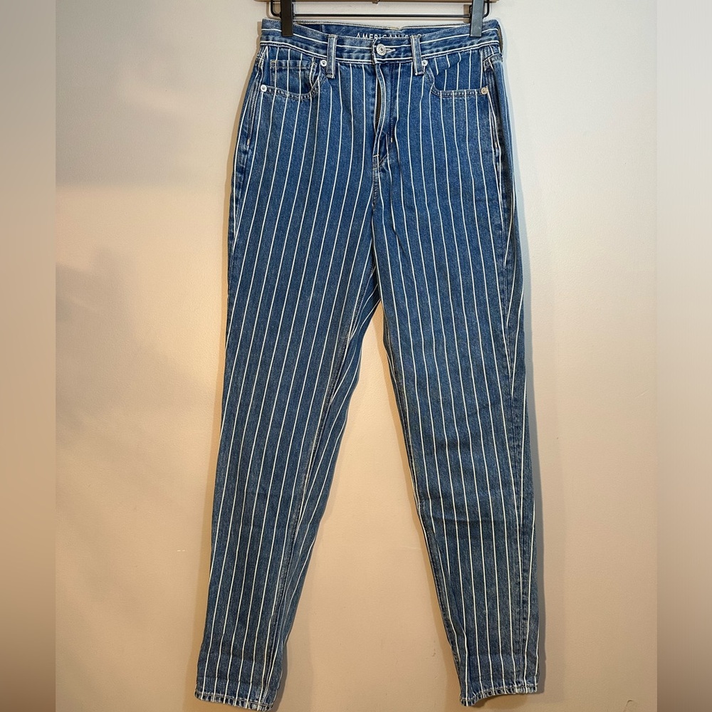 American Eagle Pinstripe Mom Jeans - Size 2 X-Long
